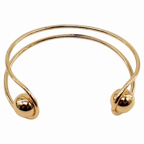 METAL DOUBLE WIRE BALL END OPEN CUFF BRACELET
