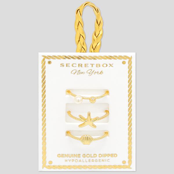 SECRET BOX GOLD DIPPED RING 3 PC SET