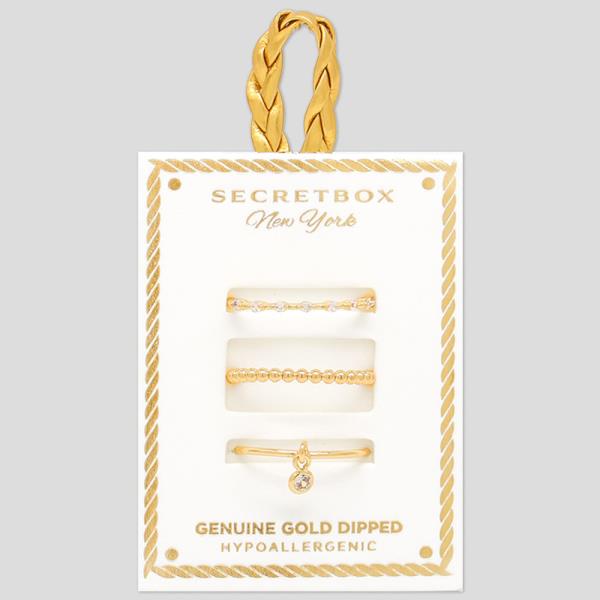 SECRET BOX GOLD DIPPED RING 3 PC SET