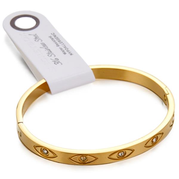 SECRET BOX STAINLESS STEEL ENGRAVED EYE DETAIL HINGED BANGLE BRACELET