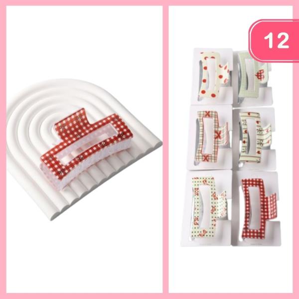 MIX RECTANGLE PRINT CLAW CLIP (12 UNITS)
