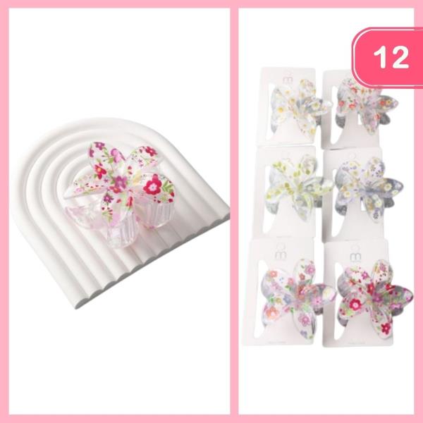 CLEAR FLORAL PLUMERIA CLAW CLIP (12 UNITS)