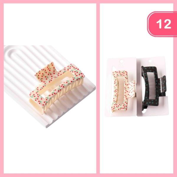 CHERRY PRINT RECTANGLE CLAW CLIP (12 UNITS)