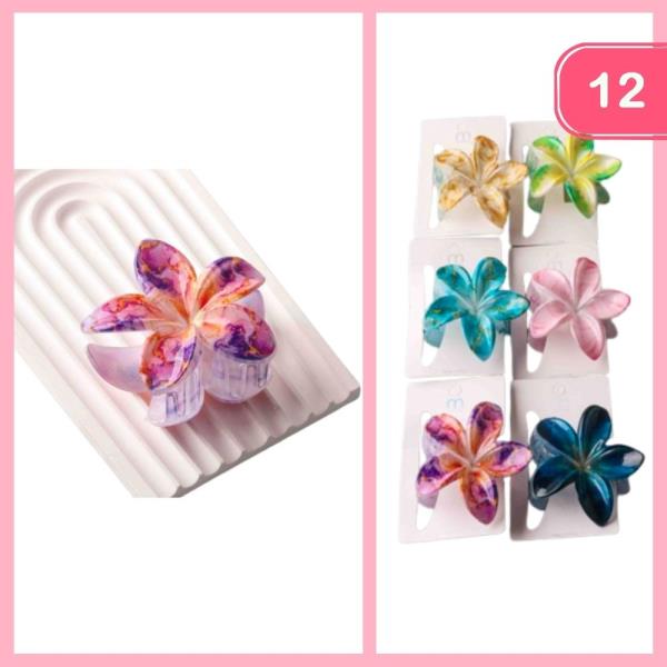 MARBLE SATIN PLUMERIA CLAW CLIP (12 UNITS)