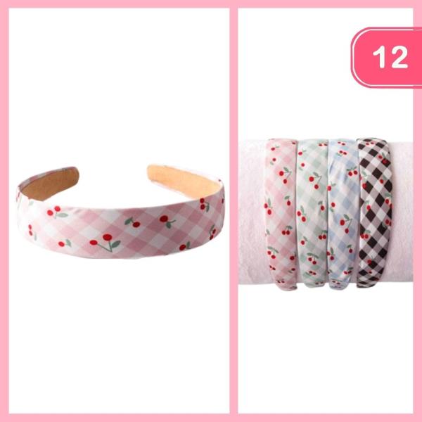 CHERRY GINGHAM WIDE HEADBAND (12 UNITS)