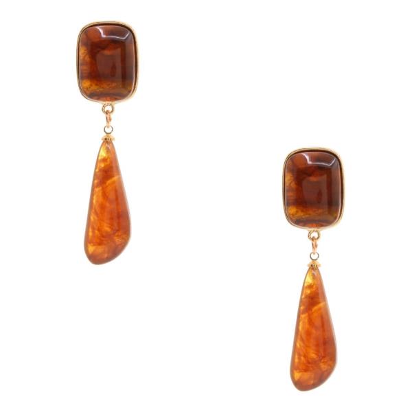 ACETATE TEARDROP SQUARE LINK DANGLE EARRING
