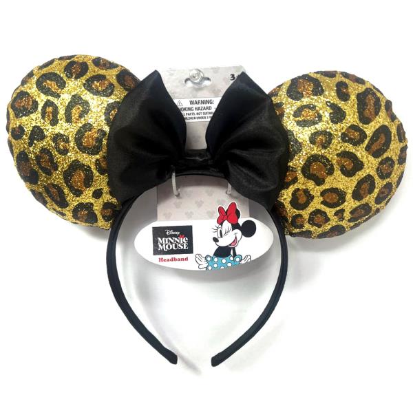 MINNIE EARS LEOPARD GLITTER HEADBAND
