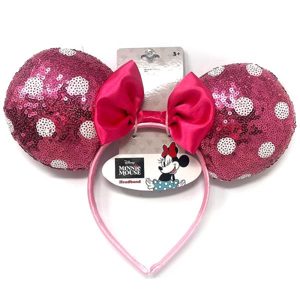 MINNIE EARS PINK POLKA DOT SEQUIN HEADBAND