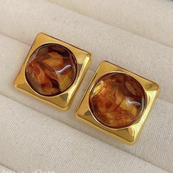 ACETATE ROUND SQUARE SHAPE EARRING