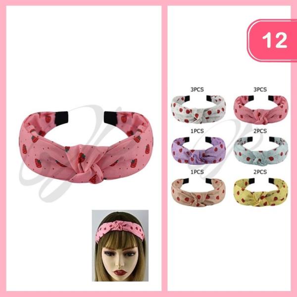 STRAWBERRIES KNOTTED HEADBAND (12 UNITS)