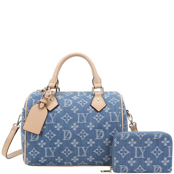 DESIGN PATTER PRINT HANDLE SATCHEL W WALLET SET