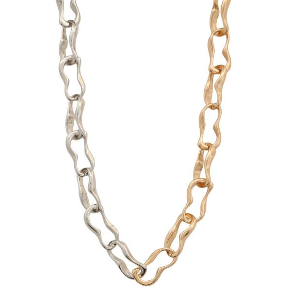 TWO TONE WAVY LINK METAL NECKLACE