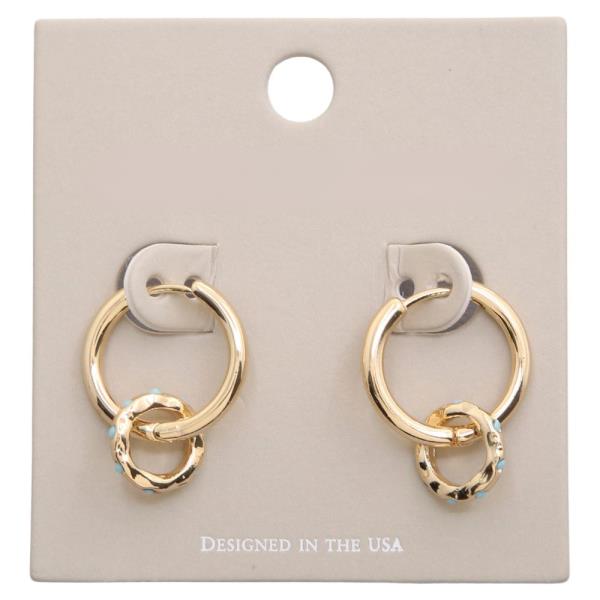 DOUBLE HOOP TURQUOISE BEAD EARRING