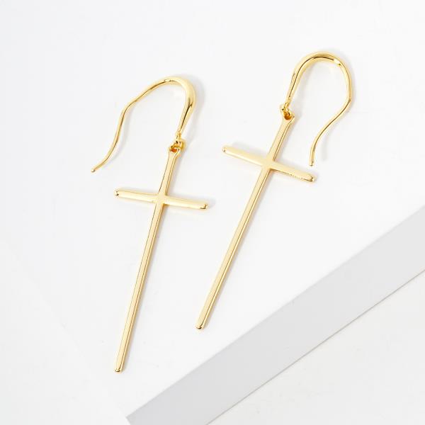 CROSS METAL GOLD DIPPED EARRING