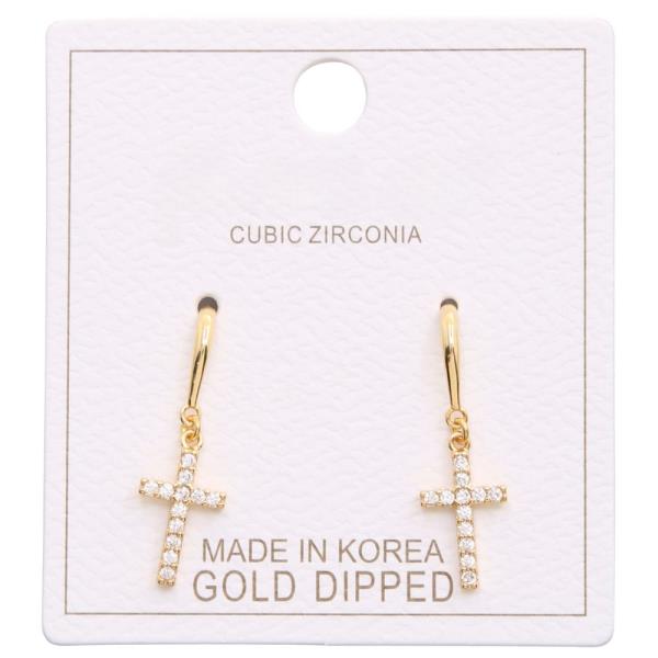 CROSS CZ GOLD DIPPED EARRING