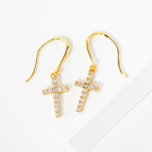 CROSS CZ GOLD DIPPED EARRING