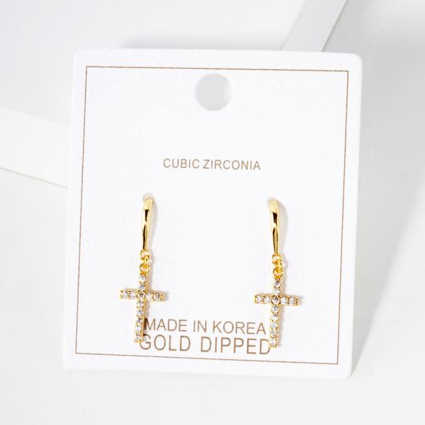 CROSS CZ GOLD DIPPED EARRING