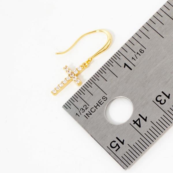 CROSS CZ GOLD DIPPED EARRING
