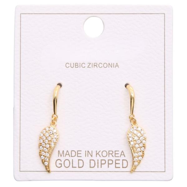 WING CZ GOLD DIPPED EARRING