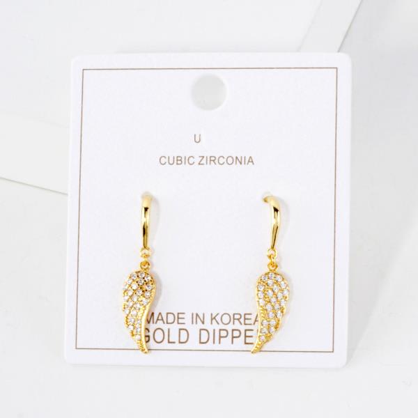 WING CZ GOLD DIPPED EARRING
