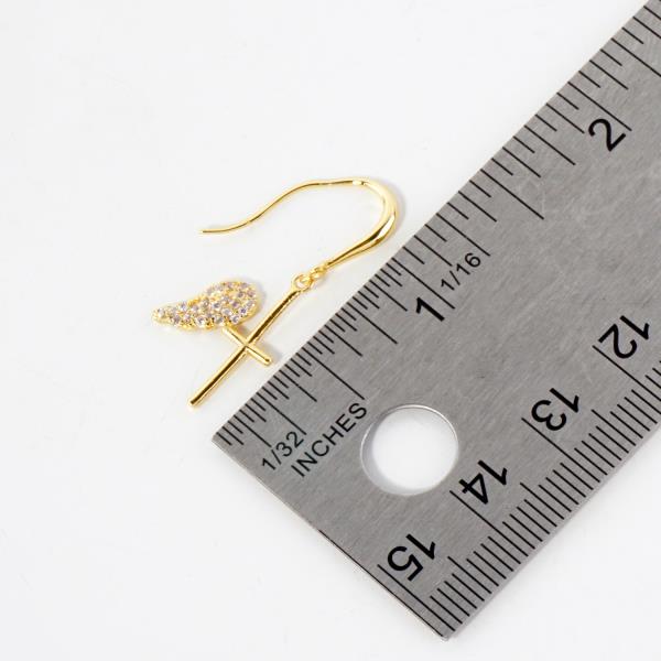WING CROSS CZ GOLD DIPPED EARRING