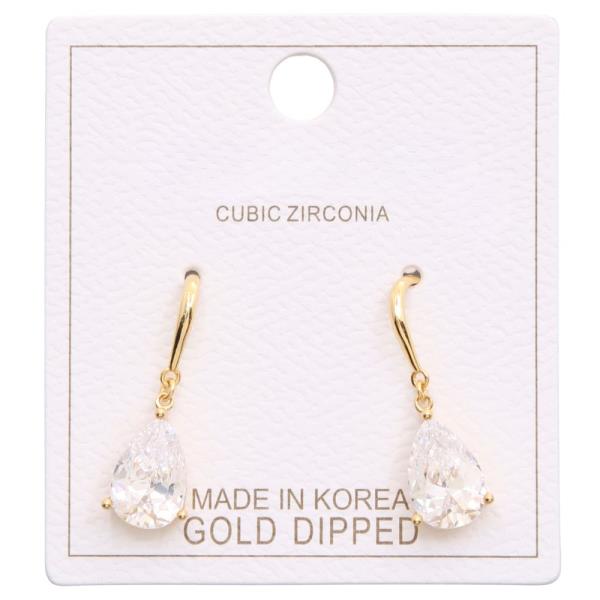 TEARDROP CRYSTAL METAL GOLD DIPPED EARRING