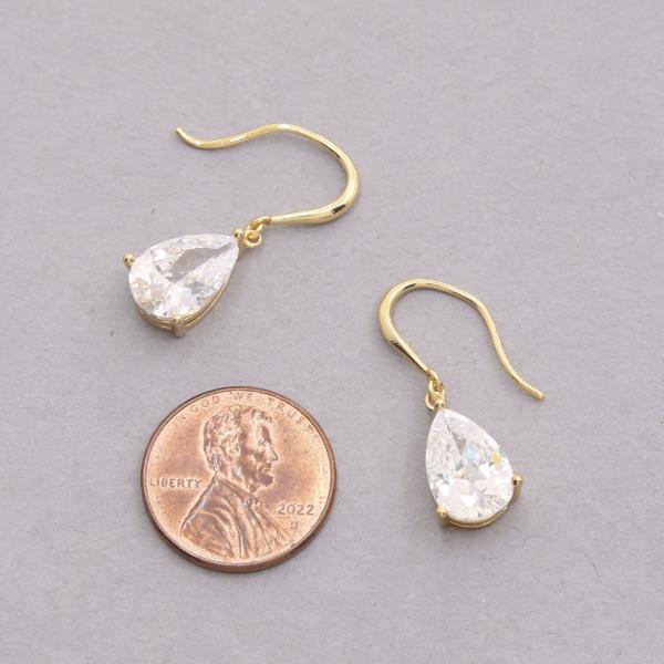 TEARDROP CRYSTAL METAL GOLD DIPPED EARRING