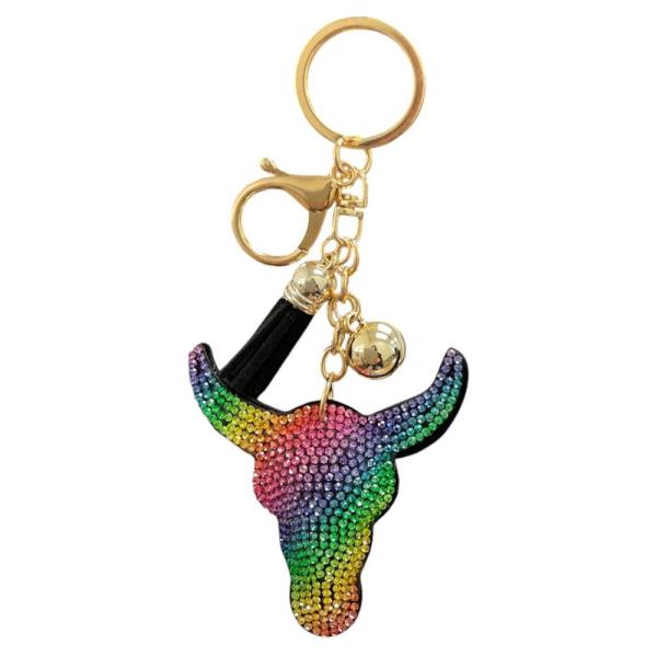 RHINESTONE BULL KEYCHAIN