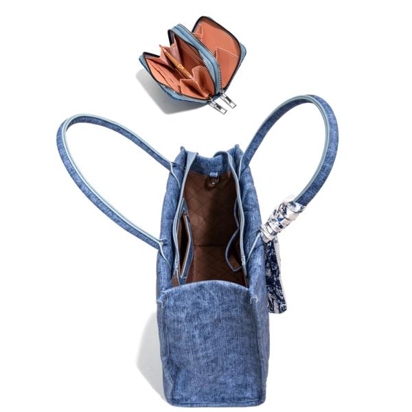 3IN1 TRIANGULAR QUILTED DESIGN SCARF HANDLE SATCHEL W MATCHING BAG AND WALLET SET