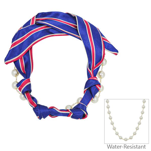2 LAYERED PEARL NECKLACE WITH SCARF SHORT NECKLACE