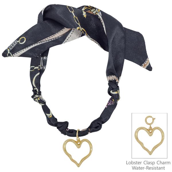 16" SCARF NECKLACE WITH 1.5" METAL HEART