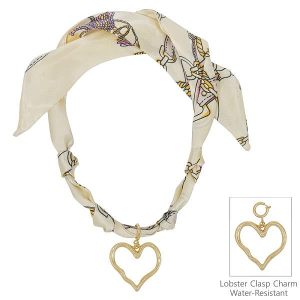 16" SCARF NECKLACE WITH 1.5" METAL HEART