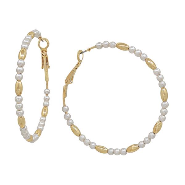 OVAL SHAPE CCB WITH 3MM PEARL HOOP EARRINGS