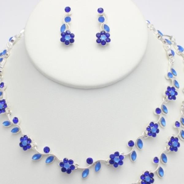 FLOWER LEAF PATTERN BRACELET NECKLACE SET