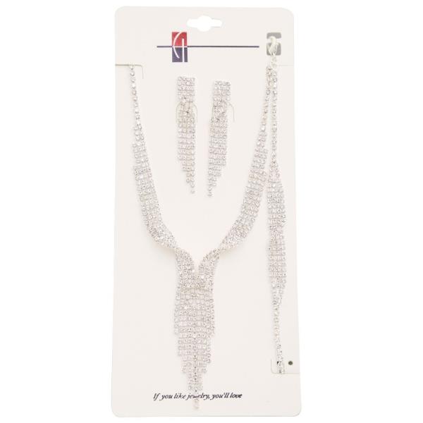 RHINESTONE BRACELET NECKLACE SET