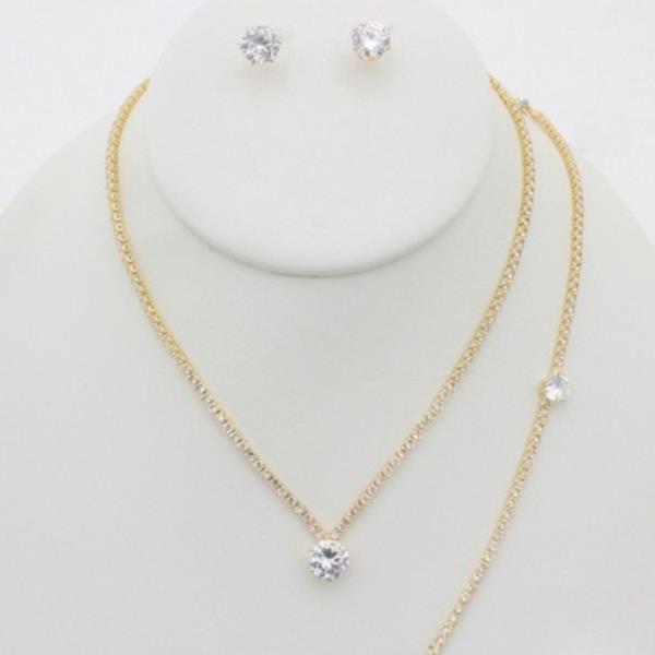 ROUND CRYSTAL BRACELET NECKLACE SET