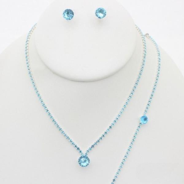 ROUND CRYSTAL BRACELET NECKLACE SET