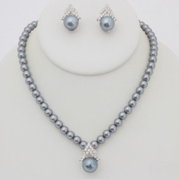 BALL BEAD RHINESTONE ACCENT NECKLACE