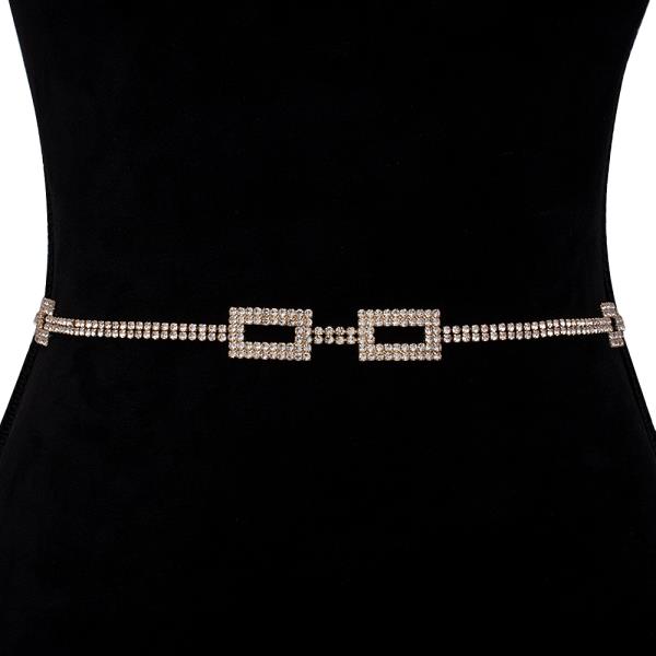 RHINESTONE RECTANGLE HOOK BELT