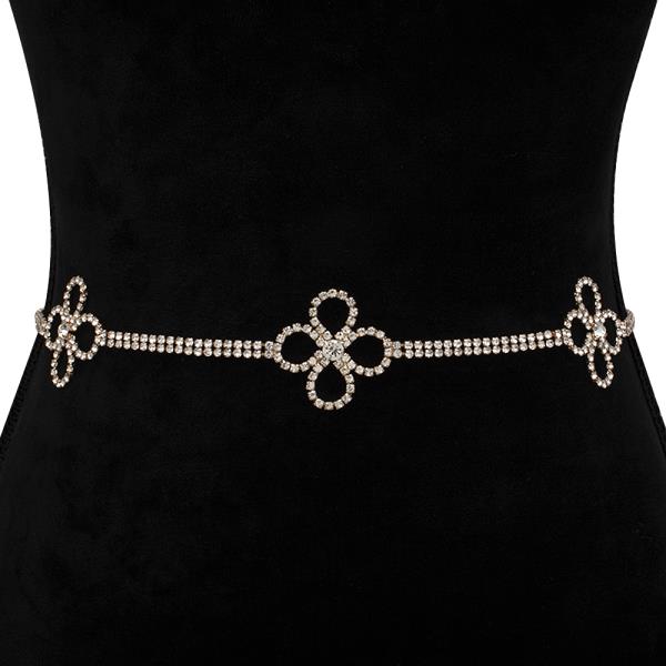RHINESTONE FLOWER SHAPE HOOK BELT