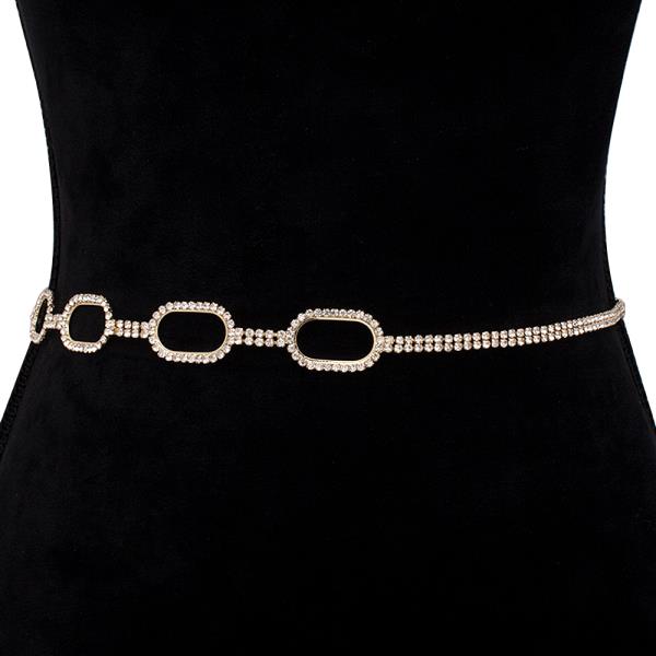 RHINESTONE OPEN ROUND SHAPE LAYER HOOK BELT