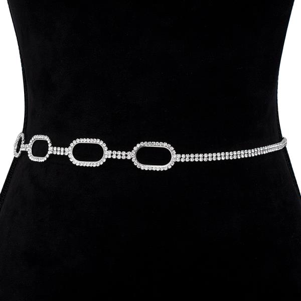 RHINESTONE OPEN ROUND SHAPE LAYER HOOK BELT