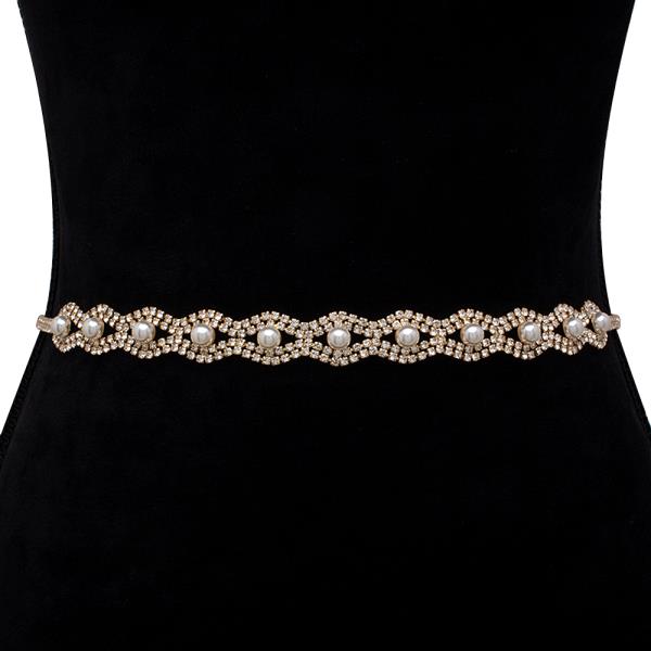RHINESTONE PEARL HOOK BELT