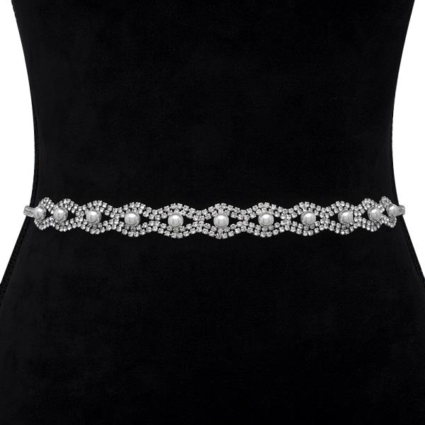 RHINESTONE PEARL HOOK BELT