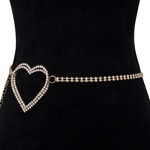 RHINESTONE LAYER BIG HEART HOOK BELT