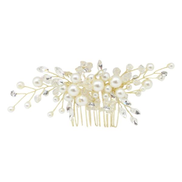 PEARL BEAD RHINESTONE HAIR COMB