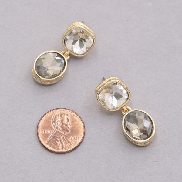 SQUARE OVAL LINK DANGLE EARRING