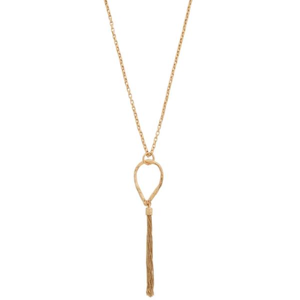 TEARDROP PENDANT TASSEL CHAIN METAL NECKLACE