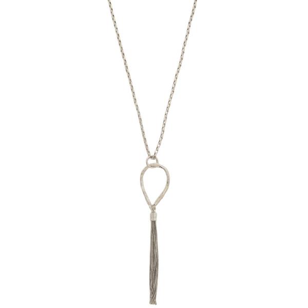 TEARDROP PENDANT TASSEL CHAIN METAL NECKLACE