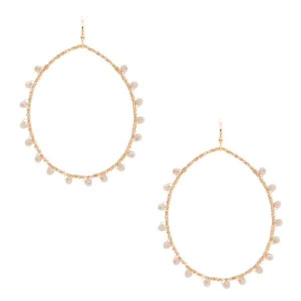 BEADED EDGE ROUND METAL EARRING